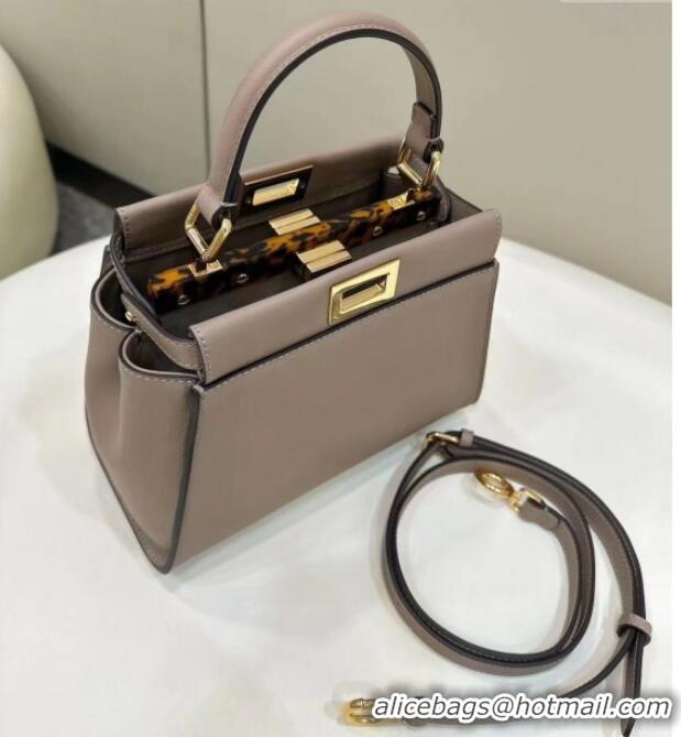 Most Popular Fendi Peekaboo Mini Bag in Calfskin Leather 2125 Dove Grey 2025 Top Quality