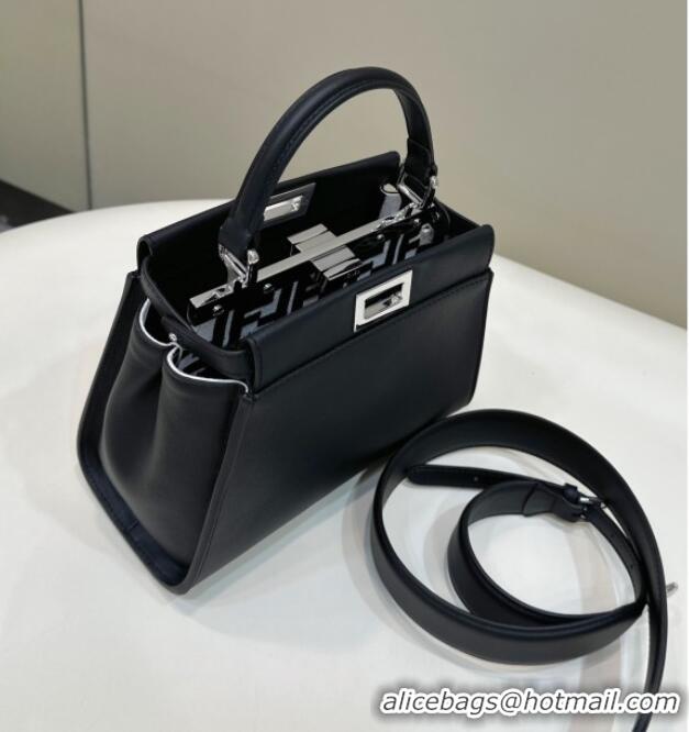 Good Product Fendi Peekaboo Mini Bag in Calfskin Leather 2125 Black 2025 Top Quality