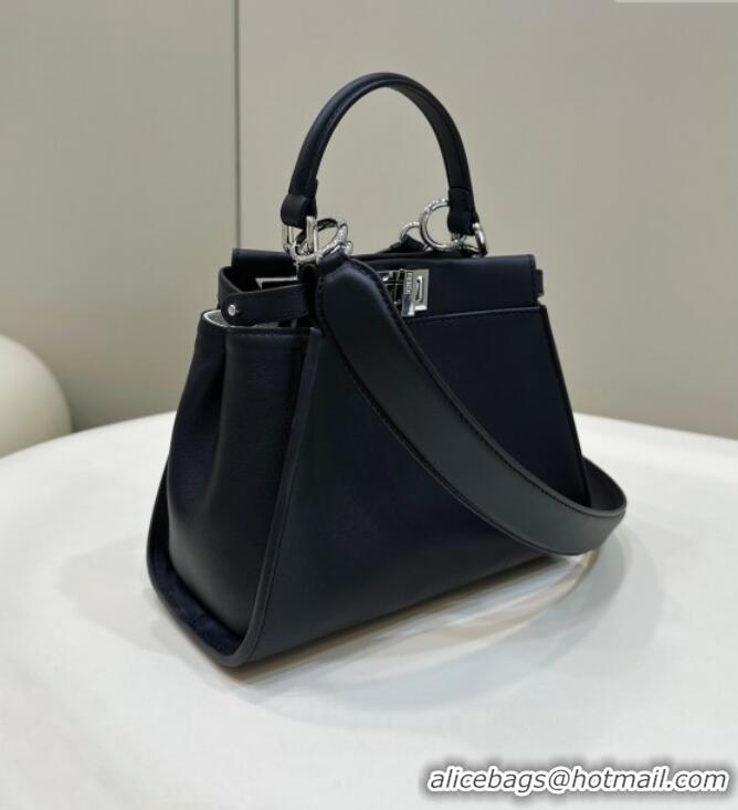 Good Product Fendi Peekaboo Mini Bag in Calfskin Leather 2125 Black 2025 Top Quality