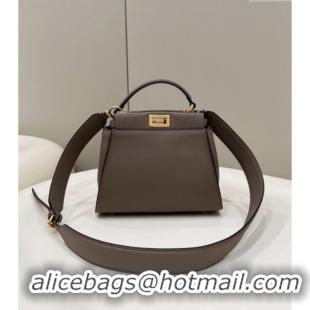 Luxurious Fendi Peekaboo Mini Bag in Calfskin Leather 2125 Elephant Grey 2025 Top Quality