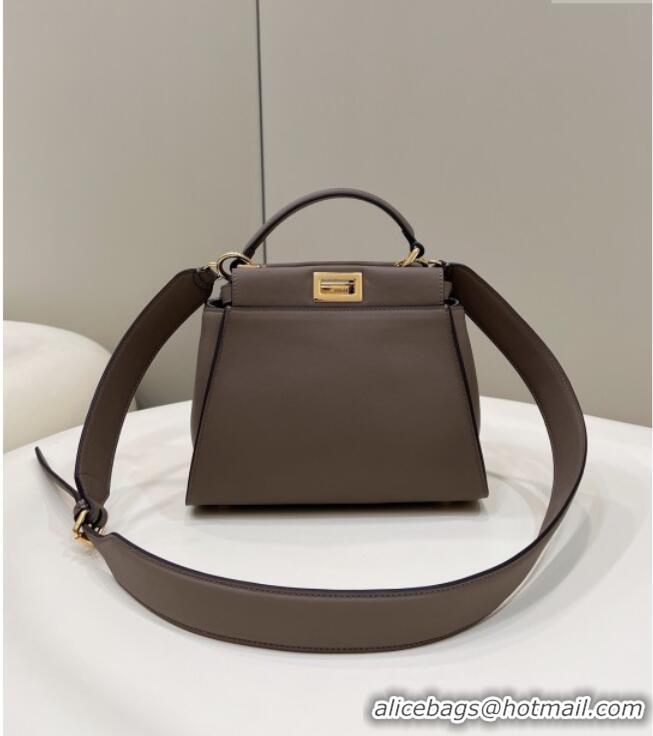 Luxurious Fendi Peekaboo Mini Bag in Calfskin Leather 2125 Elephant Grey 2025 Top Quality