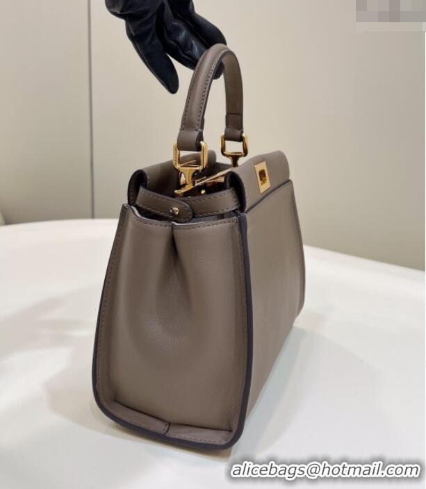 Luxurious Fendi Peekaboo Mini Bag in Calfskin Leather 2125 Elephant Grey 2025 Top Quality