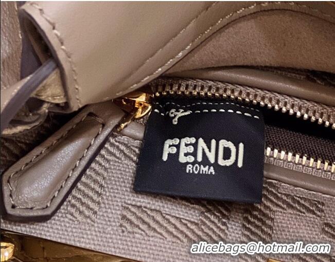 Luxurious Fendi Peekaboo Mini Bag in Calfskin Leather 2125 Elephant Grey 2025 Top Quality