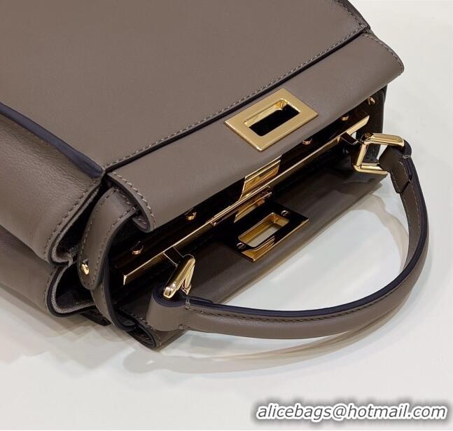 Luxurious Fendi Peekaboo Mini Bag in Calfskin Leather 2125 Elephant Grey 2025 Top Quality