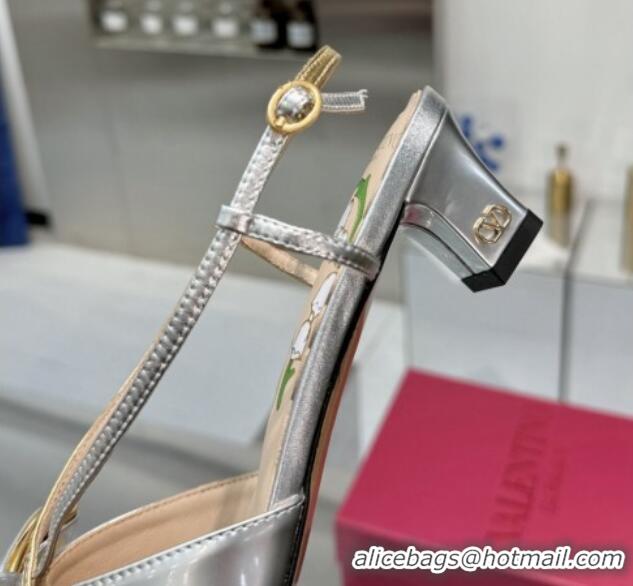 Best Product Valentino Bowow Slingback Pumps 5cm in Patent Leather Silver 1226015