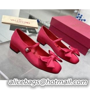 Low Cost Valentino Bowjane Mary-Janes Ballerinas Flat in Crepe Fabric with Bow Red 1226025