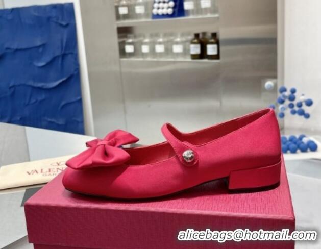 Low Cost Valentino Bowjane Mary-Janes Ballerinas Flat in Crepe Fabric with Bow Red 1226025