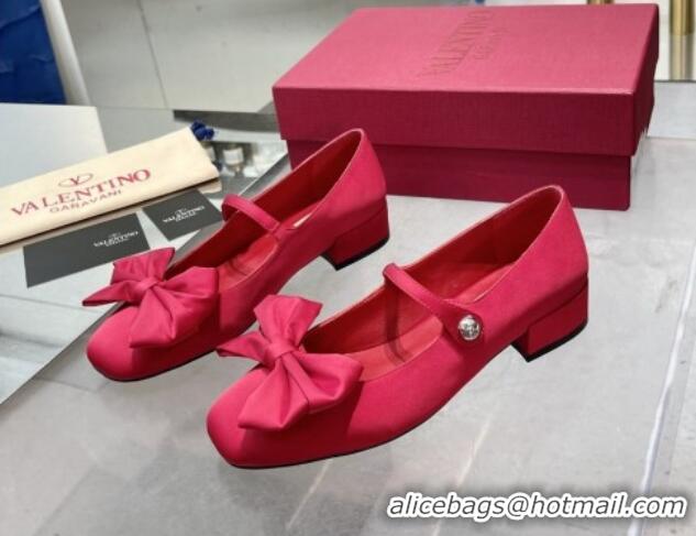 Low Cost Valentino Bowjane Mary-Janes Ballerinas Flat in Crepe Fabric with Bow Red 1226025