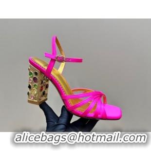 Good Quality Valentino Preshoes Satin Heel Sandals 10cm with Strass PP Pink 1226048