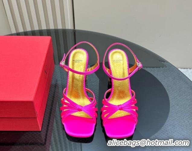 Good Quality Valentino Preshoes Satin Heel Sandals 10cm with Strass PP Pink 1226048