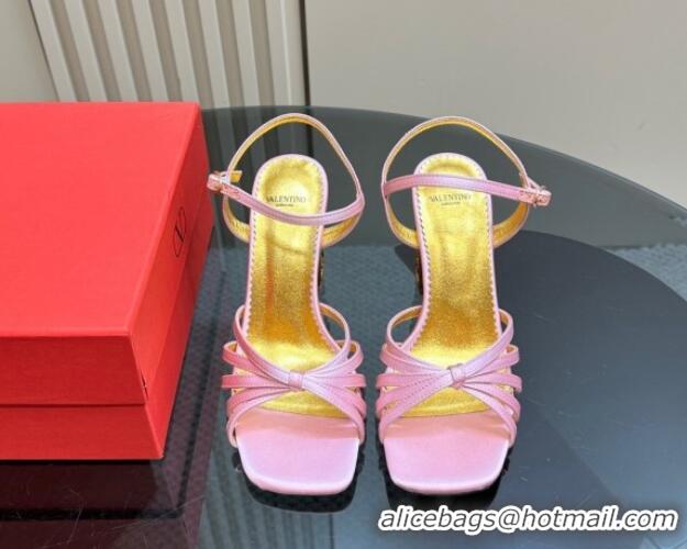 Classic Hot Valentino Preshoes Satin Heel Sandals 10cm with Strass Light Pink 1226049