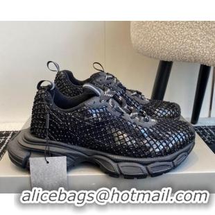 Top Grade Balenciaga 3XL Fishnet Sneakers in Strass Mesh Black 0219076