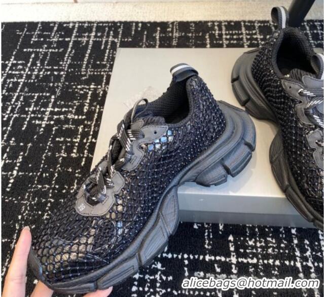 Top Grade Balenciaga 3XL Fishnet Sneakers in Strass Mesh Black 0219076