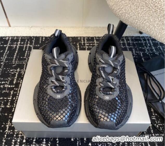 Top Grade Balenciaga 3XL Fishnet Sneakers in Strass Mesh Black 0219076