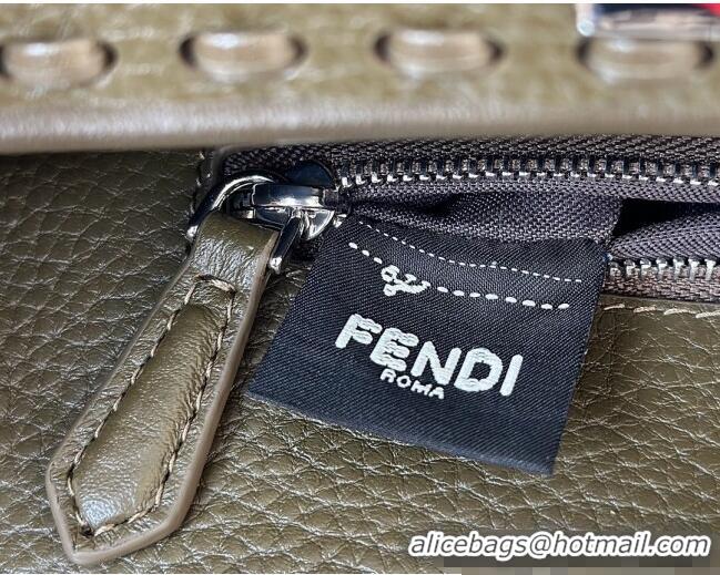 Grade Design Fendi Peekaboo Mini Bag with Hand-sewn Topstitches 8615 Green 2025 Top Quality