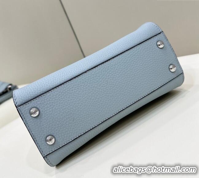 Promotional Fendi Peekaboo Mini Bag with Hand-sewn Topstitches 8615 Glacier Blue 2025 Top Quality