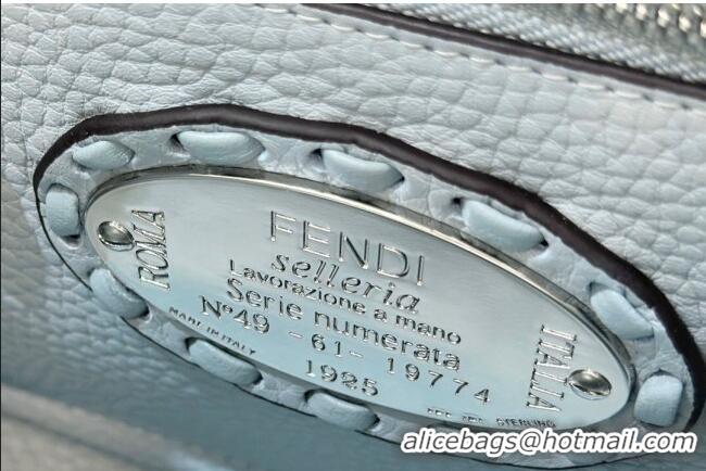 Promotional Fendi Peekaboo Mini Bag with Hand-sewn Topstitches 8615 Glacier Blue 2025 Top Quality