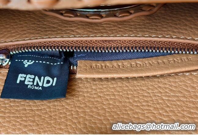 Well Crafted Fendi Peekaboo Mini Bag with Hand-sewn Topstitches 8615 Light Brown 2025 Top Quality