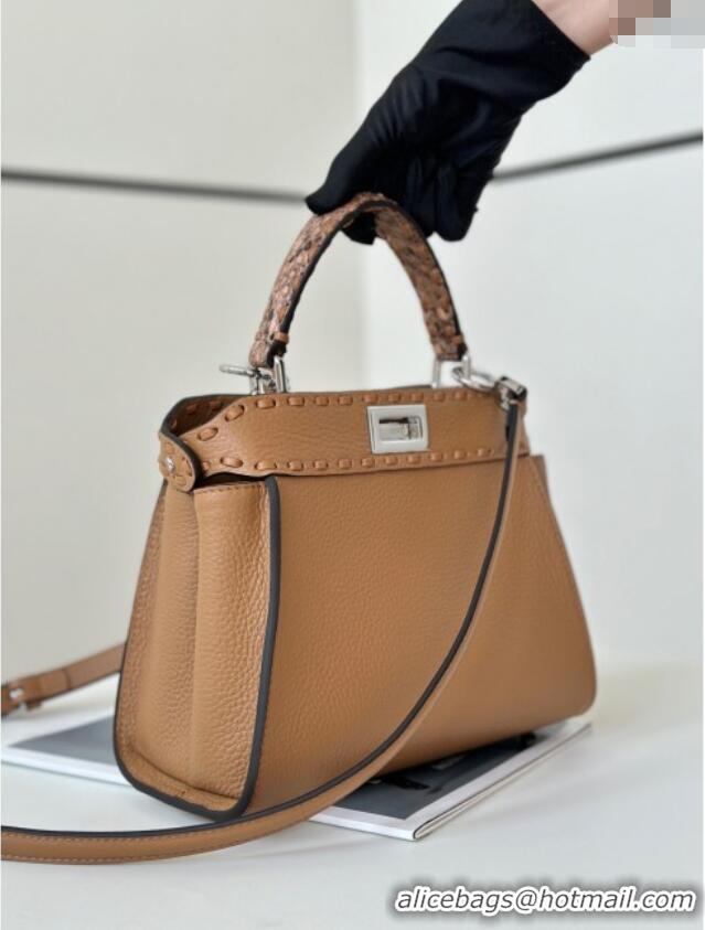 Well Crafted Fendi Peekaboo Mini Bag with Hand-sewn Topstitches 8615 Light Brown 2025 Top Quality