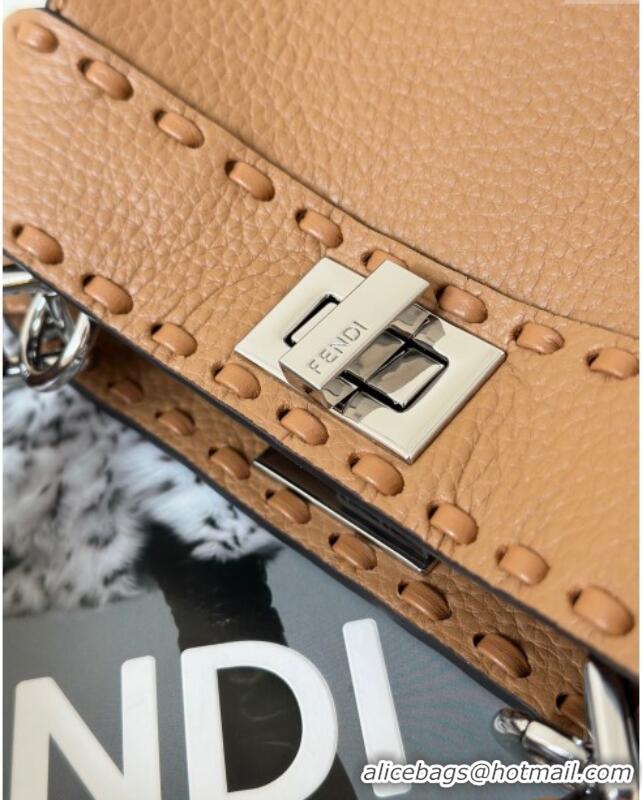 Well Crafted Fendi Peekaboo Mini Bag with Hand-sewn Topstitches 8615 Light Brown 2025 Top Quality