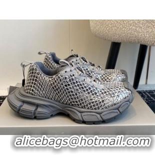 Sumptuous Balenciaga 3XL Fishnet Sneakers in Strass Mesh Grey 0219077