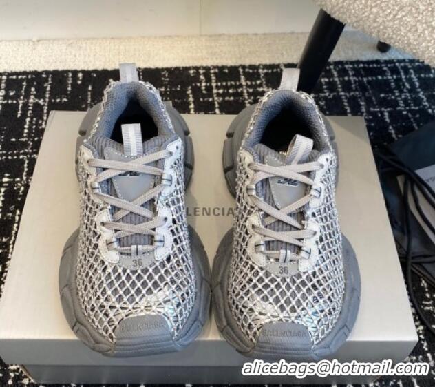 Sumptuous Balenciaga 3XL Fishnet Sneakers in Strass Mesh Grey 0219077