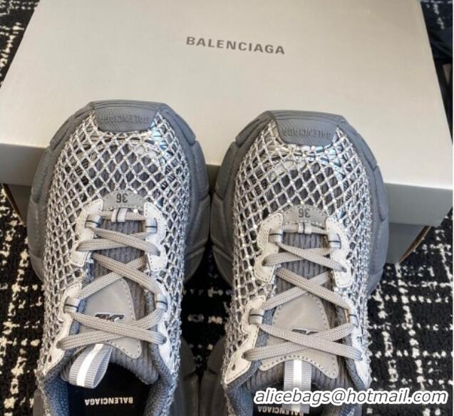 Sumptuous Balenciaga 3XL Fishnet Sneakers in Strass Mesh Grey 0219077