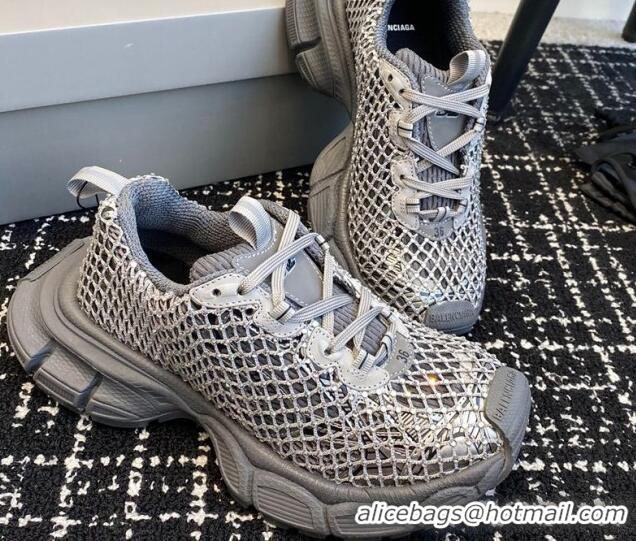 Sumptuous Balenciaga 3XL Fishnet Sneakers in Strass Mesh Grey 0219077