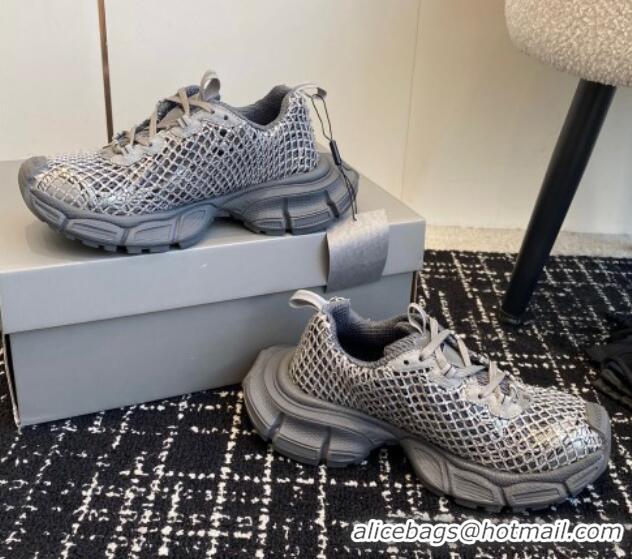 Sumptuous Balenciaga 3XL Fishnet Sneakers in Strass Mesh Grey 0219077