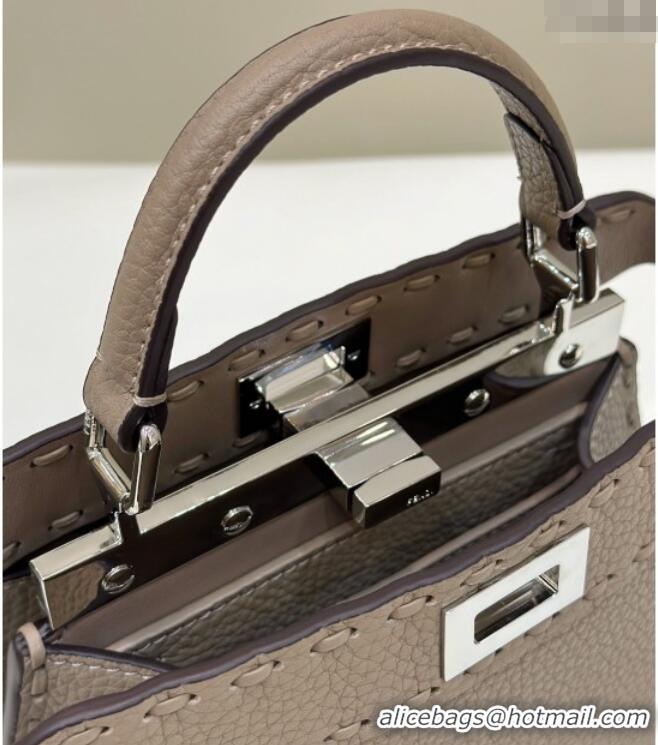 Well Crafted Fendi Peekaboo ISeeU Petite Bag in Grained Leather with Oversized topstitching 80133 Dove Grey 2025 Top Qua