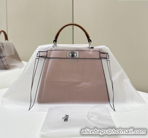 Luxurious Fendi Peekaboo ISeeU Petite Bag in Grained Leather with Oversized topstitching 80133 Caramel Brown 2025 Top Qu