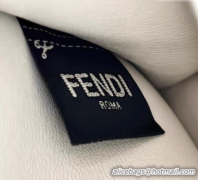 Classic Fendi Peekaboo ISeeU Petite Bag in Grained Leather with Oversized topstitching 80133 White 2025 Top Quality