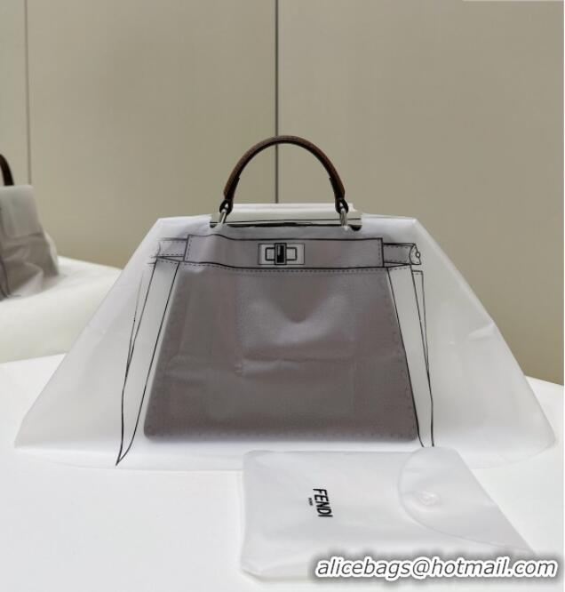 Best Price Fendi Peekaboo ISeeU Petite Bag in Grained Leather with Oversized topstitching 80133 Dark Brown 2025 Top Qual