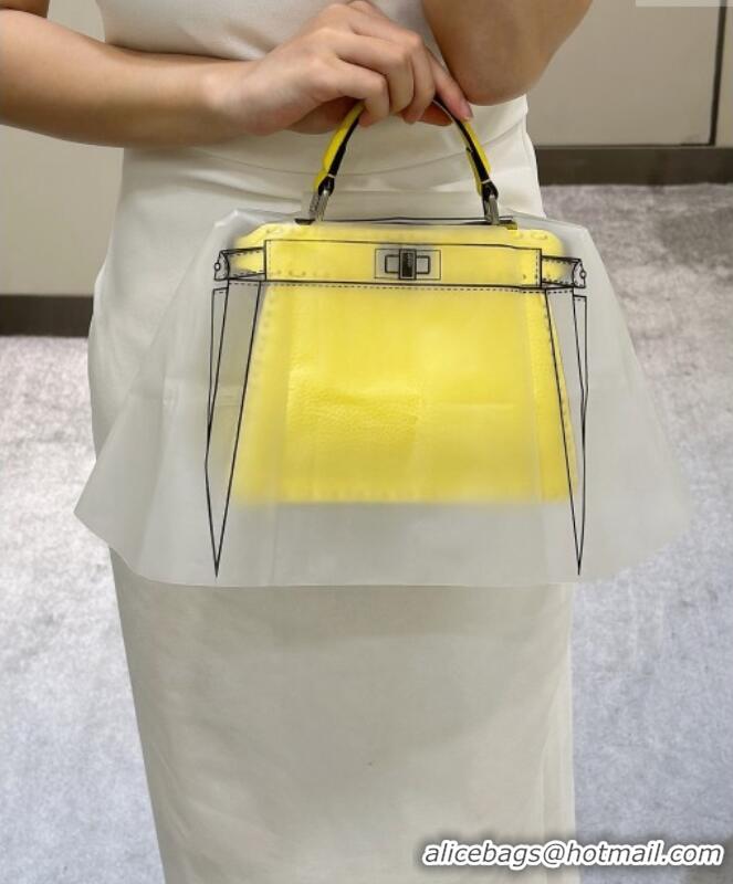 Low Cost Fendi Peekaboo ISeeU Petite Bag in Grained Leather with Oversized Topstitching 80133 Yellow 2025 Top Quality