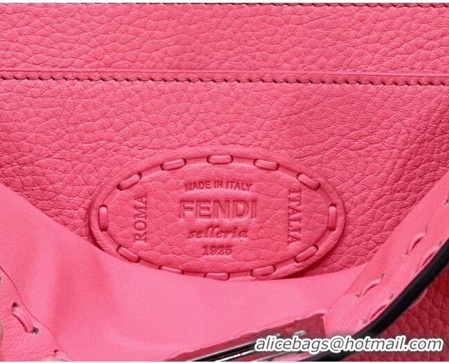 Discount Fendi Peekaboo ISeeU Small Bag in Grained Leather with Oversized Topstitching 80133 Pink 2025 Top Quality