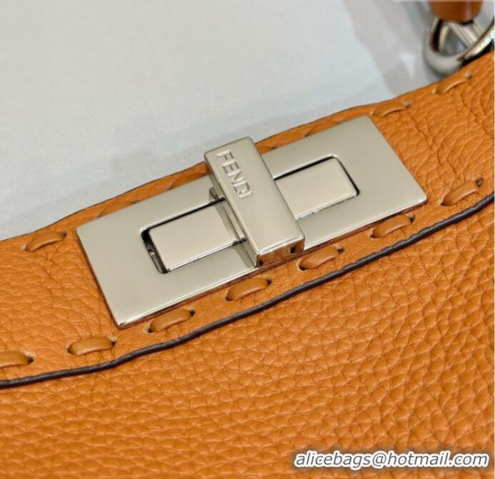 Most Popular Fendi Peekaboo ISeeU Medium Bag in Grained Leather with Oversized Topstitching 80133 Caramel Brown 2025 Top