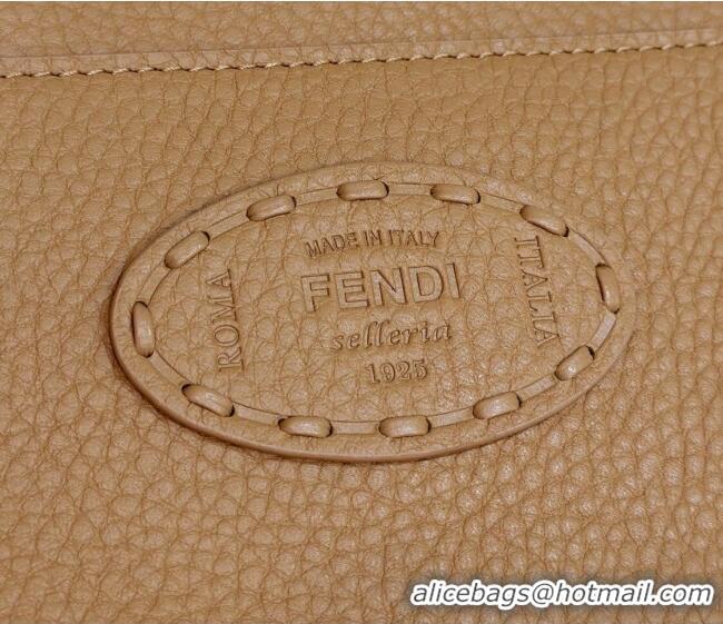 Well Crafted Fendi Peekaboo ISeeU Medium Bag in Grained Leather with Oversized topstitching 80133 Apricot 2025 Top Quali