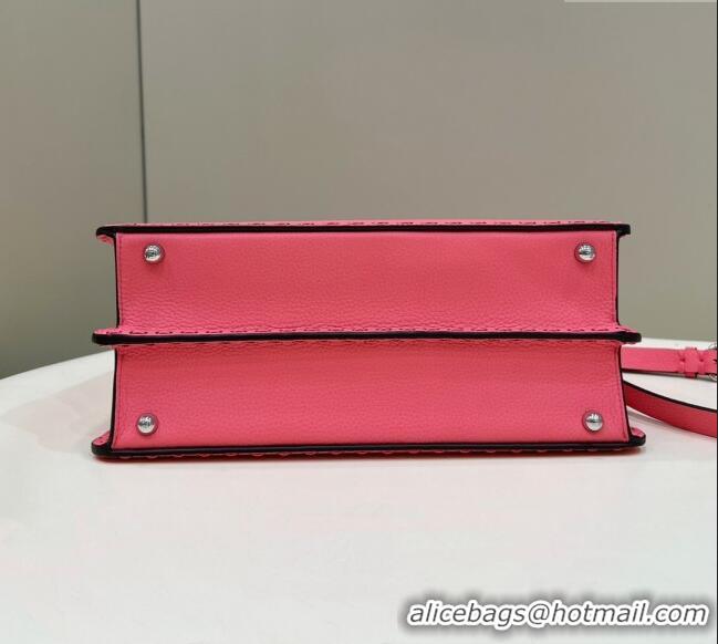 Best Price Fendi Peekaboo ISeeU Medium Bag in Grained Leather with Oversized Topstitching 80133 Watermelon Pink 2025 Top