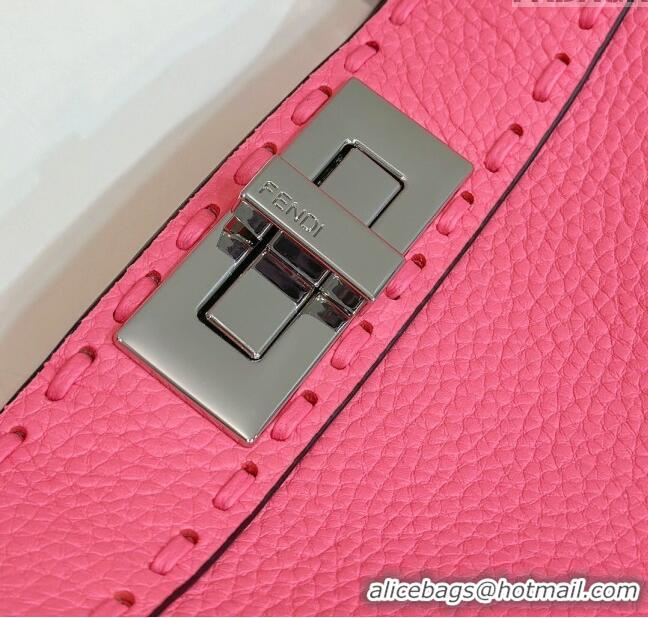 Best Price Fendi Peekaboo ISeeU Medium Bag in Grained Leather with Oversized Topstitching 80133 Watermelon Pink 2025 Top