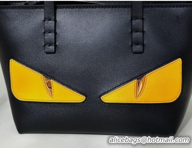 Sale Classic Fendi Lunar New Year Roll Mini Tote Bag in Leather with Fendi Yellow Eyes 8675 Black 2025