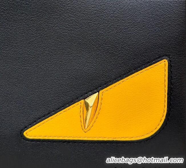 Low Cost Fendi Lunar New Year Baguette Pouch Mini Bag in Leather with Fendi Yellow Eyes 8673 Black 2025