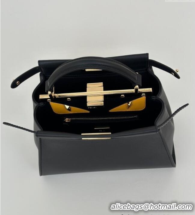 Buy Discount Fendi Lunar New Year Peekaboo Mini Bag in Leather with Fendi Yellow Eyes 2125 Black 2025