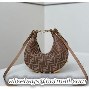 Grade Quality Fendi Fendigraphy Mini Hobo Bag in FF Fabric 8657 Beige 2025