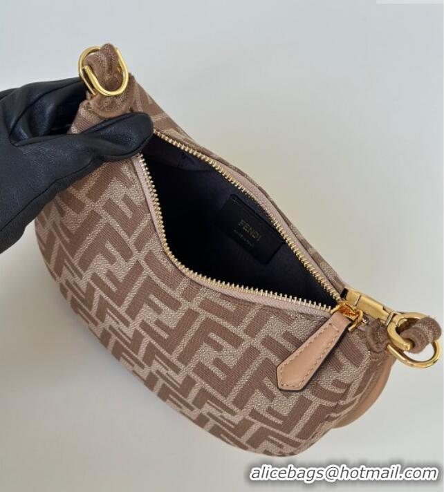 Grade Quality Fendi Fendigraphy Mini Hobo Bag in FF Fabric 8657 Beige 2025