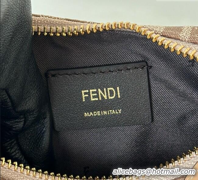 Grade Quality Fendi Fendigraphy Mini Hobo Bag in FF Fabric 8657 Beige 2025