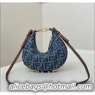 Pretty Style Fendi Fendigraphy Mini Hobo Bag in FF 8657 Denim Blue 2025