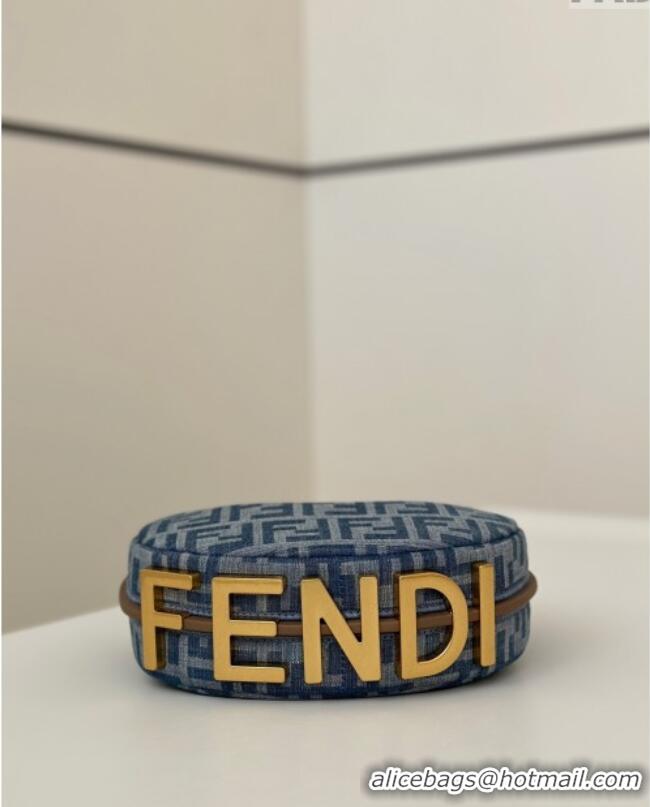 Pretty Style Fendi Fendigraphy Mini Hobo Bag in FF 8657 Denim Blue 2025