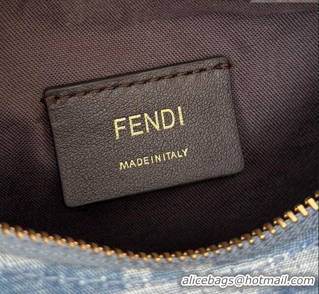 Pretty Style Fendi Fendigraphy Mini Hobo Bag in FF 8657 Denim Blue 2025