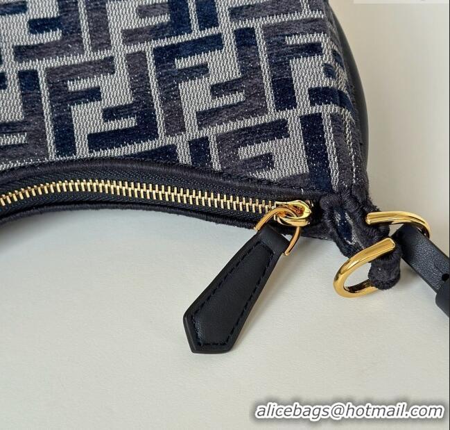 Buy Discount Fendi Fendigraphy Mini Hobo Bag in FF Chenille Fabric 8657 Blue 2025