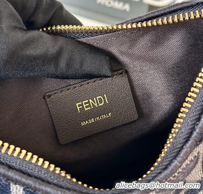 Buy Discount Fendi Fendigraphy Mini Hobo Bag in FF Chenille Fabric 8657 Blue 2025